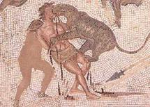 Gladiators Fighting Wild Animals - Mosaic