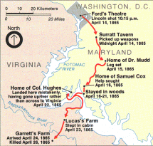 Map Detailing Booth's Escape Route