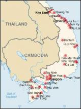 Map Depicting Combat Areas in the Tet Offensive Operations