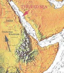 Map Showing Omdurman and Red Sea