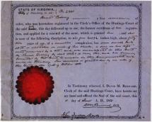 Certificate of Freedom for Harriet Bolling