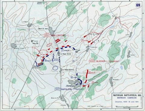 Waterloo Battle Map - 18 June 1815 at 7:30 PM