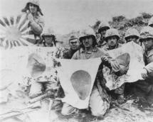 Iwo Jima - Marines with Captured Japanese Flags